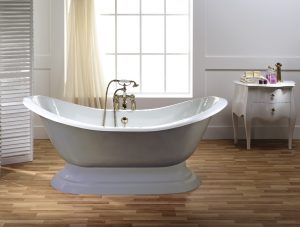 Thym-FREISTEHENDE BADEWANNE EMAILLIERTEM GUSSEISEN-bleu-provence