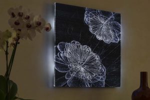 JELLY FLOWERS Textilbild Glasfasern Gewebe beleuchtet Stoff Dreamlux