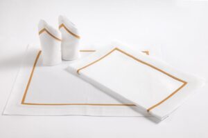 BELTRAMI Tischwäsche ECO Leder Tischset Leinen Abumwolle Stickerei Tischdecken1 (1)