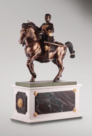 GATTAMELATA_klassische_bronzestatuen_reiter_zweifarbige_bronzepatina_und_blattgold_Kunsthandwerke
