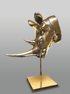 NASHORNKOPF_FRAGMENT_zeitgenoessisch_tierfiguren_messingfiguren_gebuersteten_messing_Kunsthandwerke