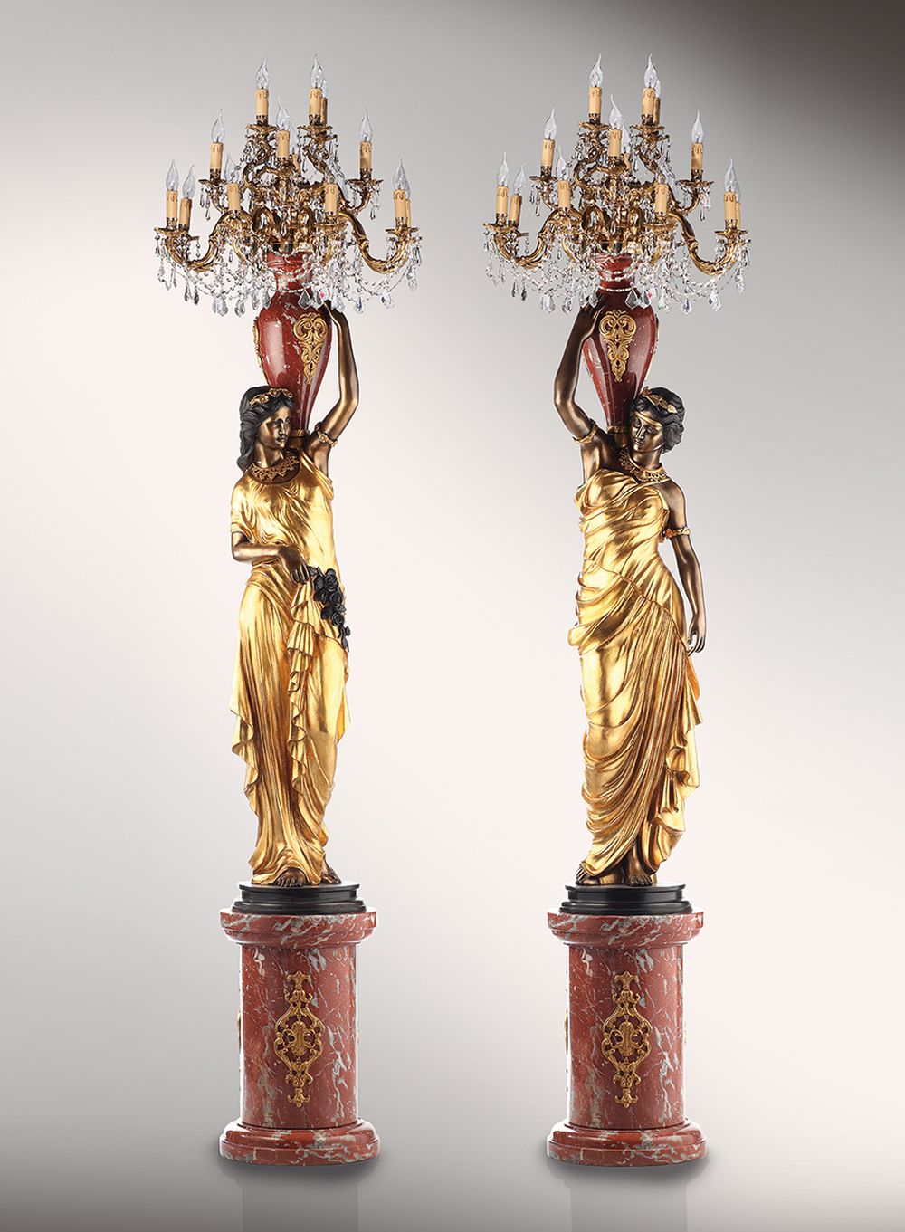 NEOKLASSISCHES_MAeDCHENPAAR_klassische_lampen_leuchten_bronze-_und_goldblattplatina_Kunsthandwerke | Fonderie_Artistiche_Ruocco_NEOKLASSISCHES_MÄDCHENPAAR_klassische_lampen_leuchten_bronze-_und_goldblattplatina_Kunsthandwerke