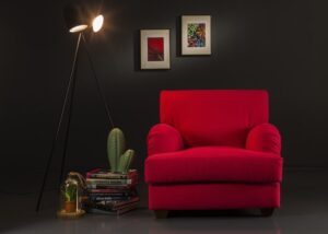 FR91 JEAN MICHEL FRANK Designer Klassiker Sofa rote Sessel gewölb (1)